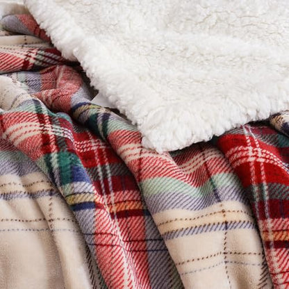 PU MEI Sherpa Fleece Throw Blanket 60" x 80" Reversible Plush Fluffy Large Big Blanket Lattice Flannel Blankets for All Season Use, Chrismas Red - color: Chrismas Red, size: 60"*80"