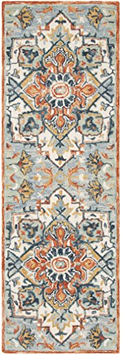SAFAVIEH Aspen Collection Runner Rug - 2'3" x 15', Blue & Rust, Handmade Boho Wool, Ideal for High Traffic Areas in Living Room, Bedroom (APN312A) - size: 2'3" x 15' (Runner)