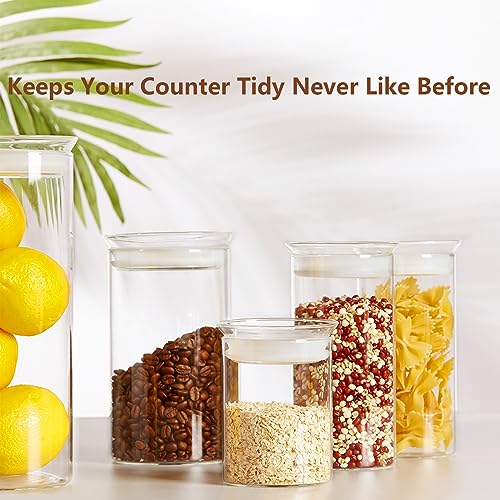 ZENS 15oz Airtight Glass Jars Set of 3, Small Food Container Spice Jars | Thick Borosilicate Clear Glass Kitchen Canisters with Airtight Lids for Herbs, Loose Tea Storage Jars - size: 4-15oz 3Pack