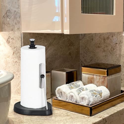 Dailyart Paper Towel Holder Countertop with One Hand Tear, Tension Arm - color: Matte Black