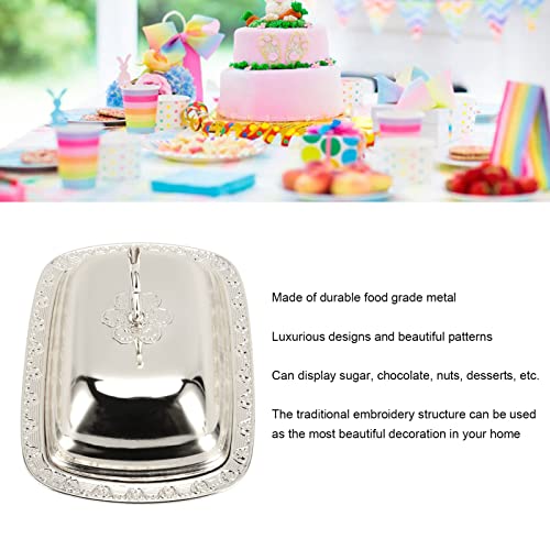 Stainless Steel Serving Tray with Lid for Fruit, Desserts, Snacks, Candies | 7.5"x 5.5" Serving Platte with Swan Handle Lid for Home Wedding Party Gatherings Dinners, Small Fruit Tray, Silver - color: Silver