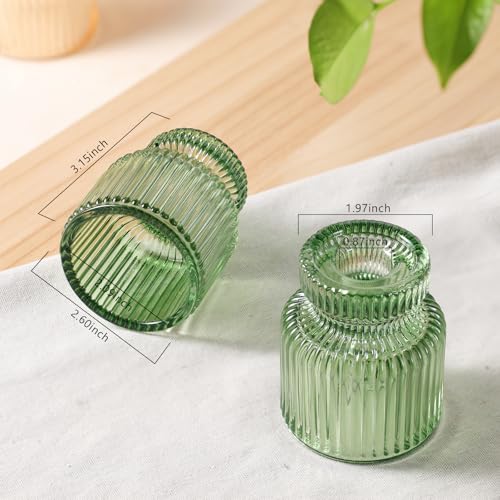 6 Pcs Green Candlestick Holders - Glass Taper Candle Holders Tealight Votive Candle Holders for Table Centerpieces, Wedding, Dinner Party, Home, Gifts - color: Green, size: 6Pcs