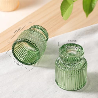 6 Pcs Green Candlestick Holders - Glass Taper Candle Holders Tealight Votive Candle Holders for Table Centerpieces, Wedding, Dinner Party, Home, Gifts - color: Green, size: 6Pcs