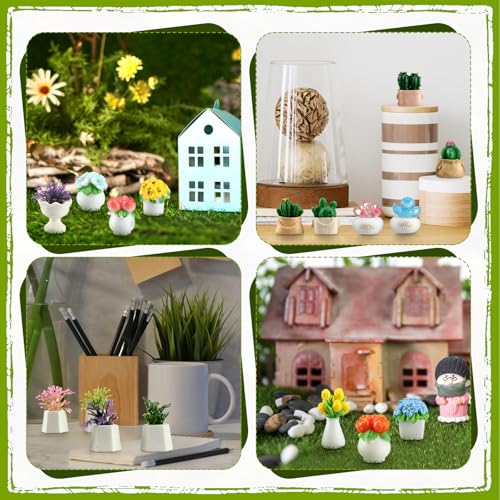 30 Pcs Miniature Plants Accessories Mini Artificial Potted Flower Tiny Resin Greenery Cactus Figurine for Desktop Gift DIY Garden Bonsai Micro Landscape Decoration(Succulents) - style: Succulents