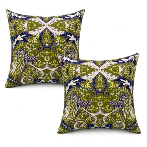 Waterproof Outdoor Throw Pillows with Inserts 18 x 18 Inch | Pack of 2 Decorative Patio Pillows, Square Outdoor Pillows for Patio Furniture Porch Garden Deck Balcony Couch and Sofa - color: Imperial Flowers