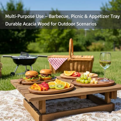 6-Piece Acacia Wood Wine Appetizer Plate Set with Wine Glass Slot 9 x 6 x 0.5 Inch Individual Charcuterie Boards Mini Cheese Board and Snack Tray for Parties Gifts