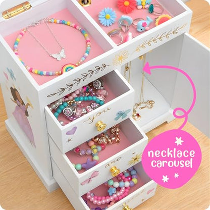 Giggle & Honey® Princess Musical Jewelry Box for Girls | Kids Music Box with Drawers, Fairytale Gifts for Girls Birthday, Princess Jewelry Boxes for Ages 3-10 - style: Perfect Princess