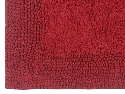 Home Weavers Luxury Collection 100% Cotton Reversible Bathroom Rugs Set, Washable Rug, Soft Cotton Extra Soft and Absorbent Bath Rug, Kitchen Mat, 2 Piece Set(S+M), Red - color: Red, size: 2 Piece Set(S+M)