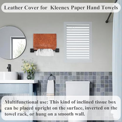 Leather Cover for Disposable Paper Hand Towel Box, Compatible with Kleenex Paper Hand Towel(1-Carved Brown) - color: 1-carved Brown
