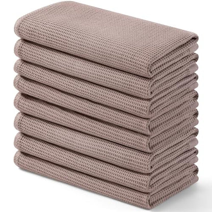 Homaxy 100% Cotton Waffle Weave Kitchen Towels, 8 Pack, Brown | Soft and Absorbent Dish Towels, 16 x 26 Inches Quick Dry Hand Towels - color: Brown, size: 16 x 26 - 8 Pack