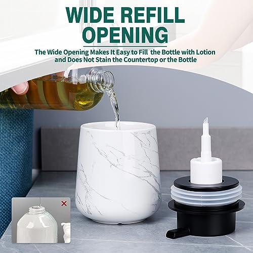Bosilunlife 12Oz Ceramic Foam Soap Dispenser for Bathroom Kitchen Counter | Premium countertop foam pump creates delicate dense foam, stable desktop placement, Marble - color: Marble