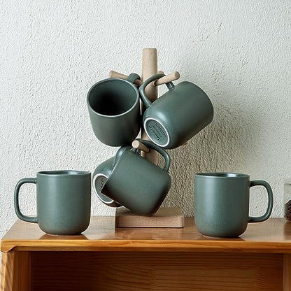 AmorArc 14oz Coffee Mugs Set of 6, Ceramic Coffee Mugs with Large Handle & Wavy Rim for Latte/Hot Cocoa/Tea, Stylish Coffee Mugs for Men Women. Oven,Dishwasher&Microwave Safe, Reactive Glaze - color: Reactive Glaze