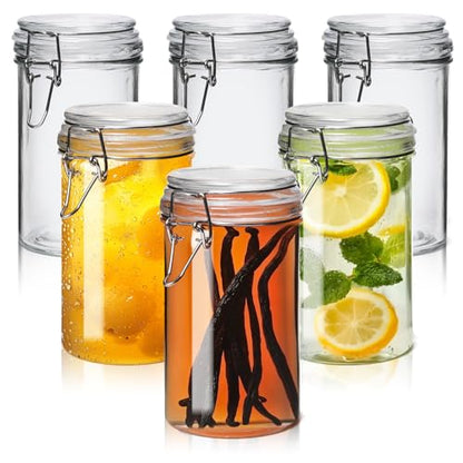ComSaf Small 16 oz Glass Jars with Airtight Lids 6 Pack Pickling Pantry | Sourdough starter, Overnight oats, Fermenting coffee spices, Pantry organization, Pickling fermenting, Clear glass - size: 17oz*6