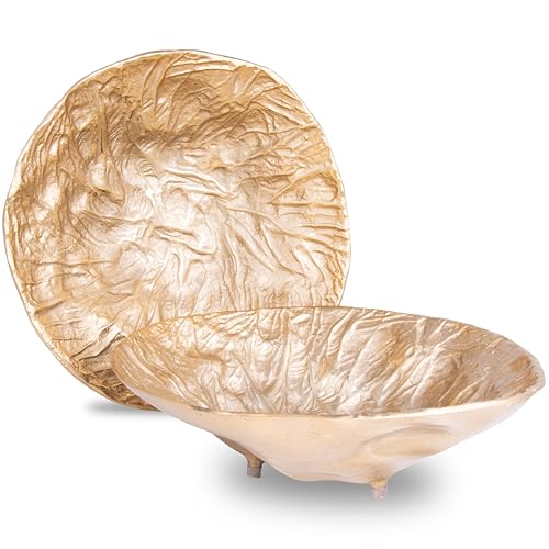 OBJET D'ART Emory Decorative Round Gold Bowl, Set of 2 | Accent Decor, Living Room, Ottoman, Coffee Table, Candles, Liquor, Centerpieces, Great for Entertaining and Everyday Use