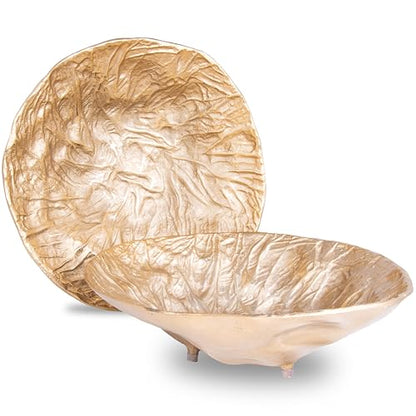 OBJET D'ART Emory Decorative Round Gold Bowl, Set of 2 | Accent Decor, Living Room, Ottoman, Coffee Table, Candles, Liquor, Centerpieces, Great for Entertaining and Everyday Use