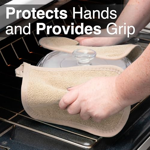 RITZ Terry Potholder & Hot Pad: Unparalleled Heat Resistant, Durable 100% Cotton – Ergonomically Designed for Optimal Grip – Easy-Care Machine Washable – 2-Pack, Latte - color: Latte, size: 2-Pack