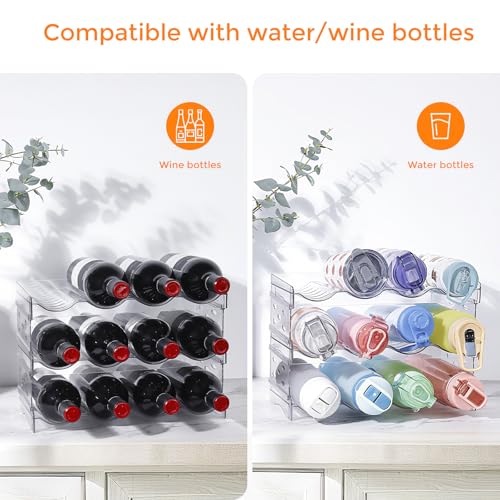 BoxedHome Plastic Water Bottle Organizer and Wine Rack Storage Holder for Inside Cabinet, Kitchen Countertop, Table Top, Pantry, Bars, Cabinets, Fridge - Clear (3 Tier 12 Containers) - size: 3Tier 12Bottles