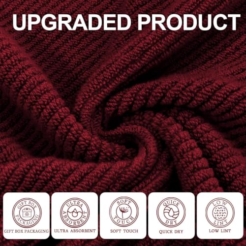 VOOVA & MOVAS 3PC Towel Set, 100% Cotton, Burgundy | 1 Large Bath 30x56 In, 1 Hand 18x28 In, 1 Wash Cloth 13x13 In, Quick Dry, Soft, Thick, Towels For Bathroom, Towel Gift - color: Burgundy - Red, size: 3 PC Bathroom Towel Set