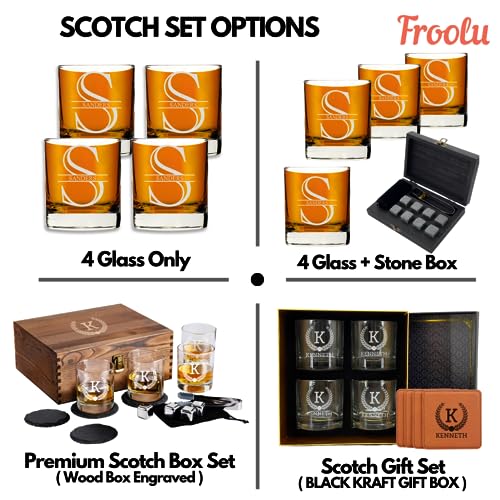 Customized Whiskey Gifts for Men - Personalized Scotch Glass Gift Set with Box - Engraved Wisky Rocks Glasses for Boyfriend, Husband, Dad - Valentine's, Birthday, Anniversary, Christmas.