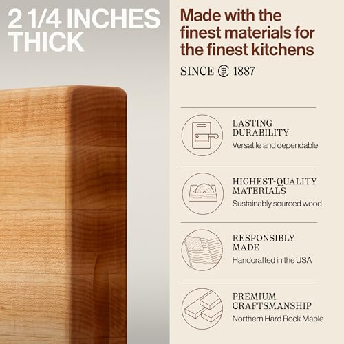 John Boos RA-Board Series Rectangular Wood Bamboo Maple Cutting Board 20”x15” – 2.25” Thick, 20-lb Reversible Butcher Block with Edge-Grain & Finger Grips – Made in the USA - color: Maple, size: 20"L x 15"W