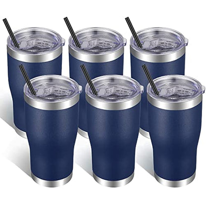 VEGOND 20oz Tumbler Stainless Steel Tumbler Cup with Lid And Straw Vacuum Insulated Double Wall Travel Coffee Mug(Navy Blue 6 Pack) - color: Navy Blue, size: 6 Count (Pack of 1)