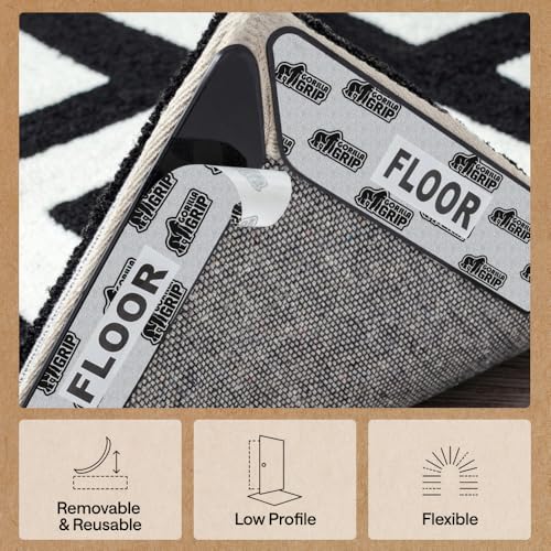 GORILLA GRIP® Rug Grippers, Extra Long Reusable Double-Sided Adhesives Pads Keep Area Rugs Corners Flat, Grips Hardwood, Tile and Laminate Floors, Renter Friendly, Holds Down Carpet in Place, 8 Pcs