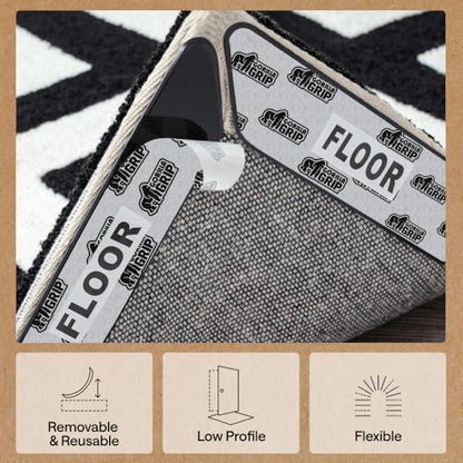 GORILLA GRIP® Rug Grippers, Extra Long Reusable Double-Sided Adhesives Pads Keep Area Rugs Corners Flat, Grips Hardwood, Tile and Laminate Floors, Renter Friendly, Holds Down Carpet in Place, 8 Pcs