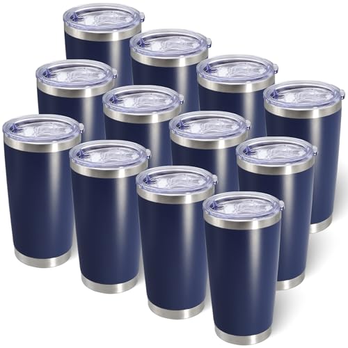 20oz Tumbler with Lid Stainless Steel Tumblers Insulated Mug Navy 12P - color: Navy