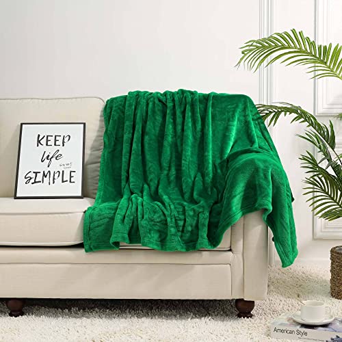 NANPIPER Fleece Blankets, Super Soft Flannel Fuzzy Blanket for Couch, Luxury Cozy Lightweight Microfiber Dog Blanket-Throw Size,Emerald Green - color: Emerald Green, size: Throw