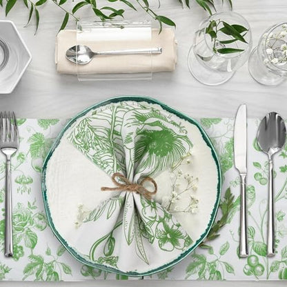 Kochorie 36 Pieces Green Floral Cloth Napkins, 18 x 18 Inch Reusable Soft Fabric Napkins, Washable Flower Dinner Cocktail Napkin for Spring Summer Tea Party Holiday Home Kitchen Wedding Restaurant - color: Green