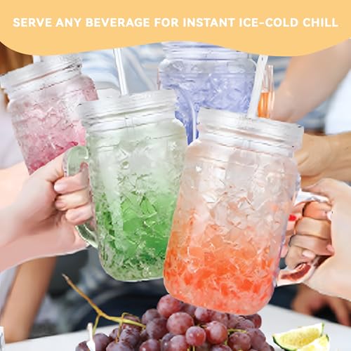 Lily's Home Old Fashioned Glasses with Lids Straws and Handles, 16 oz Set of 4 – Clear Acrylic Tumbler Cups with Color Accents, Reusable Party Drinkware for BBQ, Poolside, Outdoor Events & Home Bar - style: With Lids and Straws
