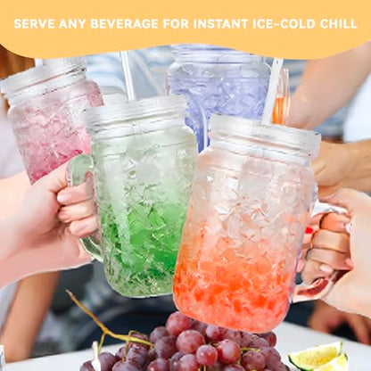 Lily's Home Old Fashioned Glasses with Lids Straws and Handles, 16 oz Set of 4 – Clear Acrylic Tumbler Cups with Color Accents, Reusable Party Drinkware for BBQ, Poolside, Outdoor Events & Home Bar - style: With Lids and Straws