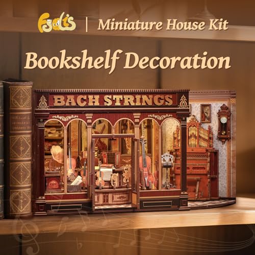 Book Nook Kit - Miniature Kit for Adults Music Store | DIY House 3D Wooden Puzzles Bookshelf Diorama Model Kit Gifts for Women Teenagers (Bach Strings) - style: Bach Strings