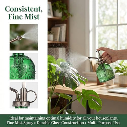 TOYANDONA Plant Mister Spray Bottle 6.29In Stylish Glass Water Sprayer for Indoor Plants Home Gardening One-Hand Operation