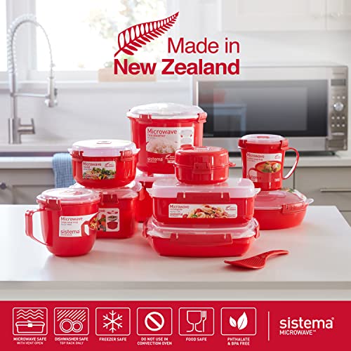 Sistema Microwave Soup Mugs | 656 ml | Microwave Food Containers with Steam Release Vents | BPA-Free | Red | 3 Count - size: 3-Pack Soup Mugs
