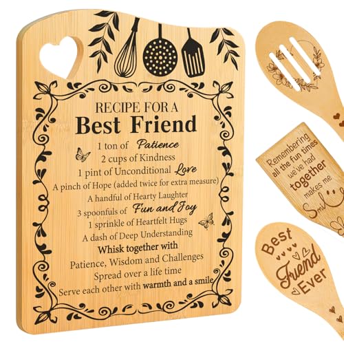 Friend Gifts for Women, Friendship Gift for Women Cutting Board | Best Friend Mothers Day Christmas Birthday Gifts for Women, Recipe for A Special Friend Gift, Bamboo Cutting Board with Spoon - color: Best Friend