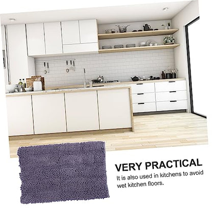 Garneck Chenille Extra Thick Non Slip Bath Rug Mat for Entryway Structure Machine Washable and Highly Absorbent Deep Grey - color: Dark Grey
