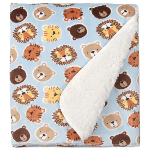 Baby Essentials Sherpa Fleece Baby Blanket 35x30 – Super Soft, Warm Reversible Baby Blankets for Newborns, Infants, Toddlers, and Nursery - color: Forest Friends