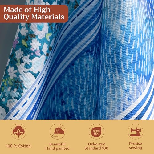 Maison d' Hermine Kitchen Towels Set of 3 Reusable 100% Cotton 27.50" x 20" | Cloth Tea Dish Towels Absorbent with Hanging Loop for Kitchen Dining Party Wedding Hotel Home Spring Summer - Summer Blues - color: 039 - Summer Blues