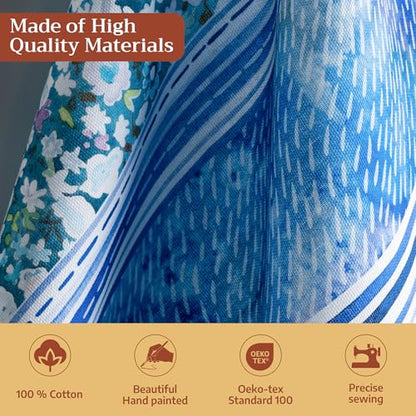 Maison d' Hermine Kitchen Towels Set of 3 Reusable 100% Cotton 27.50" x 20" | Cloth Tea Dish Towels Absorbent with Hanging Loop for Kitchen Dining Party Wedding Hotel Home Spring Summer - Summer Blues - color: 039 - Summer Blues