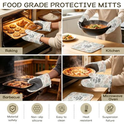Floral Botanical Oven Mitts and Pot Holders Sets of 4 PCS, I AM Child of GOD Oven Gloves Potholder for Kitchen Cooking Baking BBQ Heat Resistant - color: I Am Child of God
