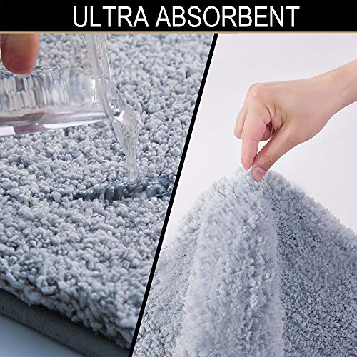 Walensee Shaggy 2 Piece Bath Rug Sets (Growing Blue) U Shape Contour 20 x 24 and 20 x 32 Plush Absorbent Non Slip Machine Wash/Dry Rugs & Mats - color: Growing Blue