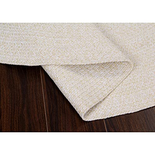 Super Area Rugs Farmhouse Braided Rug Cotton Kitchen Reversible Carpet Yellow & White, 20" X 40" Half Circle - color: Yellow & White, size: 1'8" x 3'4" (Semicircular)