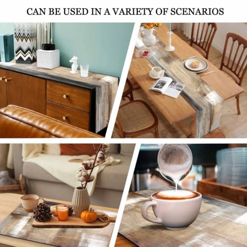 Mcalk Brown Table Runner and Placemats Set of 6 Pieces, Beige Placemats Modern Art,Abstract Art Cloth Place Mats Indoor for Kitchen,Washable Placemats Linen Material for Dining Table - color: 01brown and Grey