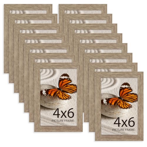 Memory Island 4x6 Photo Frames for Wall and Tabletop Display, 4 by 6 Walnut Wood Grain Picture Frames with HD Plexiglass, Set of 15 - color: Walnut Wood Grain, size: 4x6"