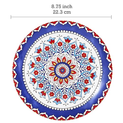 Bico Boho Totem Salad Plates Set of 4, 8.75 Inch Ceramic Dessert Plates for Salad, Appetizer, Side Dishes, Microwave and Dishwasher Safe, Gift for Housewarming and Thanksgiving - color: Boho Totem