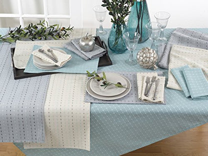 Saro Lifestyle Stitched Line Table Runner, Aqua, 16" x 72" - color: Aqua, size: 16" x 72"