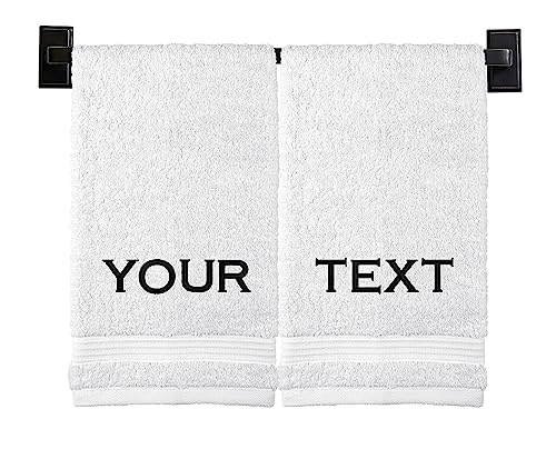 Personalized Hand Towels | Set of 2 | Choose from 12 Fonts | Genuine Turkish Cotton | Oeko-Tex Certified | Personalized Towels | Bathroom Hand Towels - color: White - Hand Towels