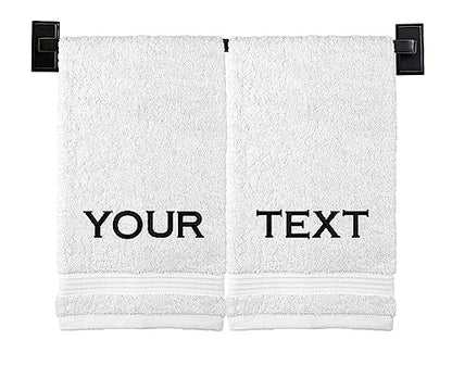 Personalized Hand Towels | Set of 2 | Choose from 12 Fonts | Genuine Turkish Cotton | Oeko-Tex Certified | Personalized Towels | Bathroom Hand Towels - color: White - Hand Towels