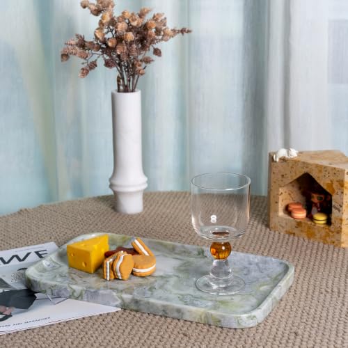 Marble Vanity Tray,14" Large Stone Bathroom Tray Countertop,Deep Green | Unique Texture - color: Deep Bianco Palomino